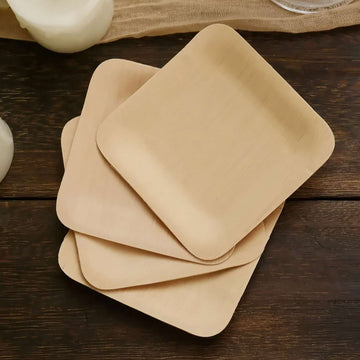 25 Pack 3.5" Eco Friendly Bamboo Square Disposable Dessert Plates