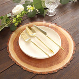 6 Pack Farmhouse Natural Wood Slice Print Disposable Dining Table Mats 13inch Round Cardstock Paper