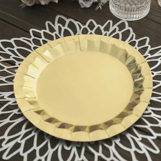 Elegant and Stylish: 25 Pack of Geometric Metallic Gold Foil Dinner Paper Plates