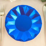 7inch Geometric Royal Blue Dessert Appetizer Paper Plates, Disposable Salad Party Plates - 400 GSM