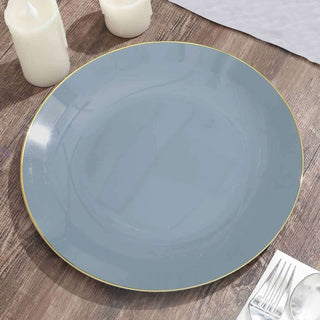 Elegant and Stylish Glossy Dusty Blue Disposable Dinner Plates