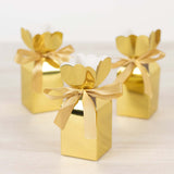 ck | Gold Floral Top Satin Ribbon Party Favor Candy Gift Boxes