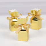 ck | Gold Floral Top Satin Ribbon Party Favor Candy Gift Boxes