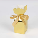 ck | Gold Floral Top Satin Ribbon Party Favor Candy Gift Boxes