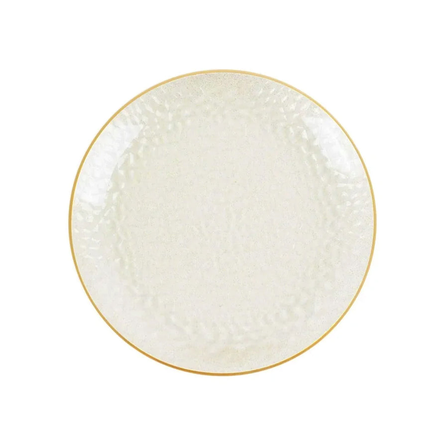 10 Pack Gold Glitter Clear Hammered Disposable Salad Plates, 7inch Round Disposable#whtbkgd