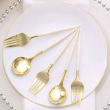 24 Pack | 6inch Gold / Ivory Premium Disposable Fork / Spoon Silverware Set