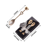 2 Pack | 4inch Gold Metal Couple Coffee Spoon Set Party Favors, Pre-Packed Wedding Souvenir Gift