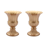 2 Pack | 6inch Gold Metal Trumpet Style Table Pedestal Vase, Antique Mini Compote Vase#whtbkgd