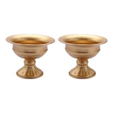 2 Pack | 4inch Gold Metal Wine Goblet Style Table Pedestal Vase, Antique Mini Compote Vase#whtbkgd