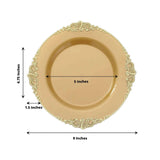 10 Pack | 8inch Gold Leaf Embossed Baroque Plastic Salad Dessert Plates