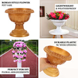 4 Pack Gold Roman Style Plastic Urn Planter Flower Pots, Classic Floral Pedestal Vase Table