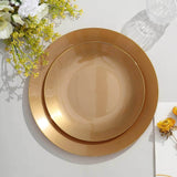 10 Pack | 8inch Gold Round Plastic Salad Plates With Gold Rim