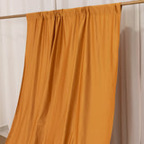 Gold Scuba Polyester Event Curtain Drapes, Inherently Flame Resistant Backdrop Event Panel Wrinkle