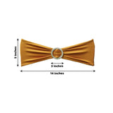 5 pack | 5"x14" Gold Spandex Stretch Chair Sash with Silver Diamond Ring Slide Buckle