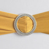 5 pack | 5"x14" Gold Spandex Stretch Chair Sash with Silver Diamond Ring Slide Buckle#whtbkgd