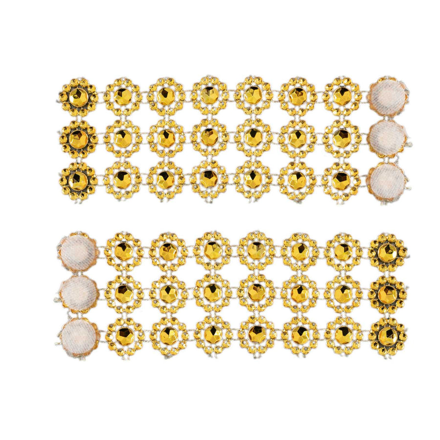 10 Pack Gold Sunflower Diamond Rhinestones Napkin Holders With Velcro, Elegant Wedding#whtbkgd