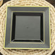 10 Pack | 10inch Gold Trim Black Square Plastic Disposable Dinner Plates