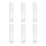 6 Pack | 24inch Heavy Duty Square Glass Cylinder Vases, Clear Glass Flower Vase