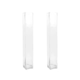 2 Pack | 32inch Heavy Duty Square Glass Cylinder Vases, Clear Glass Flower Vase