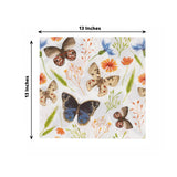 50 Pack Ivory 2-ply Paper Cocktail Napkins with Field Herbs and Butterfly Print