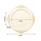 10 Pack | 8inch Round Plastic Dessert Salad Plates In Vintage Ivory