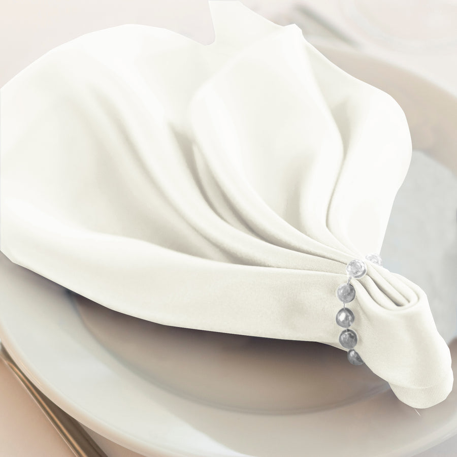 5 Pack Ivory Premium Scuba Cloth Napkins, Wrinkle-Free Reusable Dinner Napkins