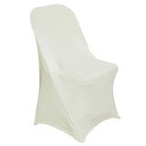 10 Pack Ivory Spandex Folding Slip On Chair Covers, Stretch Fitted Chair Covers