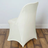 10 Pack Ivory Spandex Folding Slip On Chair Covers, Stretch Fitted Chair Covers