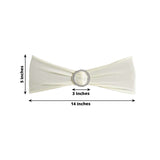 5 pack | 5"x14" Ivory Spandex Stretch Chair Sash with Silver Diamond Ring Slide Buckle