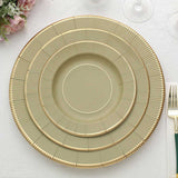 25 Pack | 8inch Khaki Gold Rim Sunray Disposable Dessert Plates