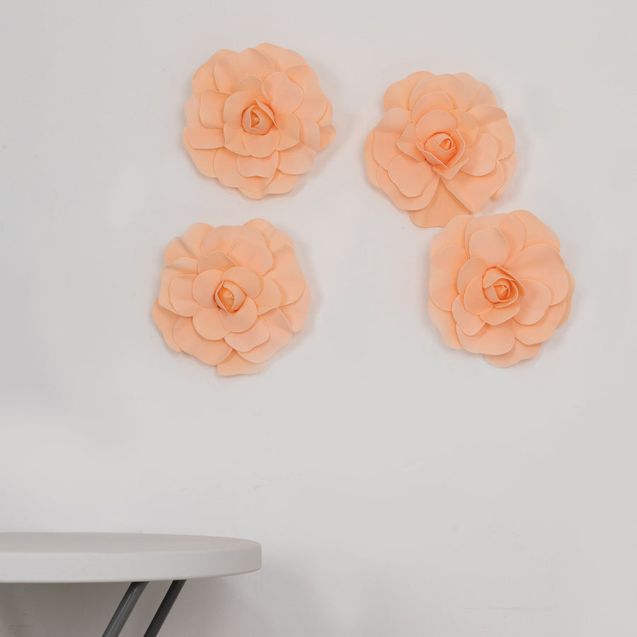 4 Pack | 12inch Large Blush / Rose Gold Real Touch Artificial Foam DIY Craft Roses