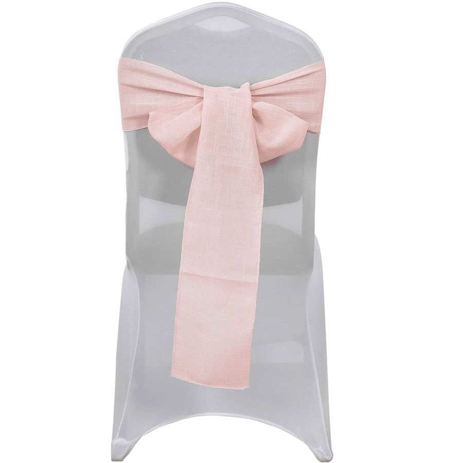 5 Pack | Linen Chair Sashes, Slubby Textured Wrinkle Resistant Sashes - Blush | Rose Gold