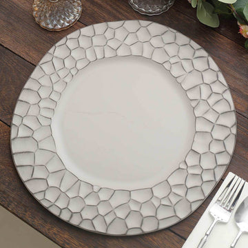 6-Pack Round Charger Plates 13" in Gray with Hammered Rim, Matte Finish Modern Dinner Charger Tableware