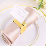 Gold Metal Square Napkin Rings with Place Card Holder, Modern Design Multipurpose Napkins Rings