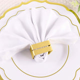 Gold Metal Square Napkin Rings with Place Card Holder, Modern Design Multipurpose Napkins Rings