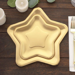 Elevate Your Table Setting with Matte Gold Star Shaped Eco Friendly Salad Plates