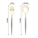 24 Pack Metallic Gold Dusty Sage Premium Disposable Fork Spoon Silverware Set