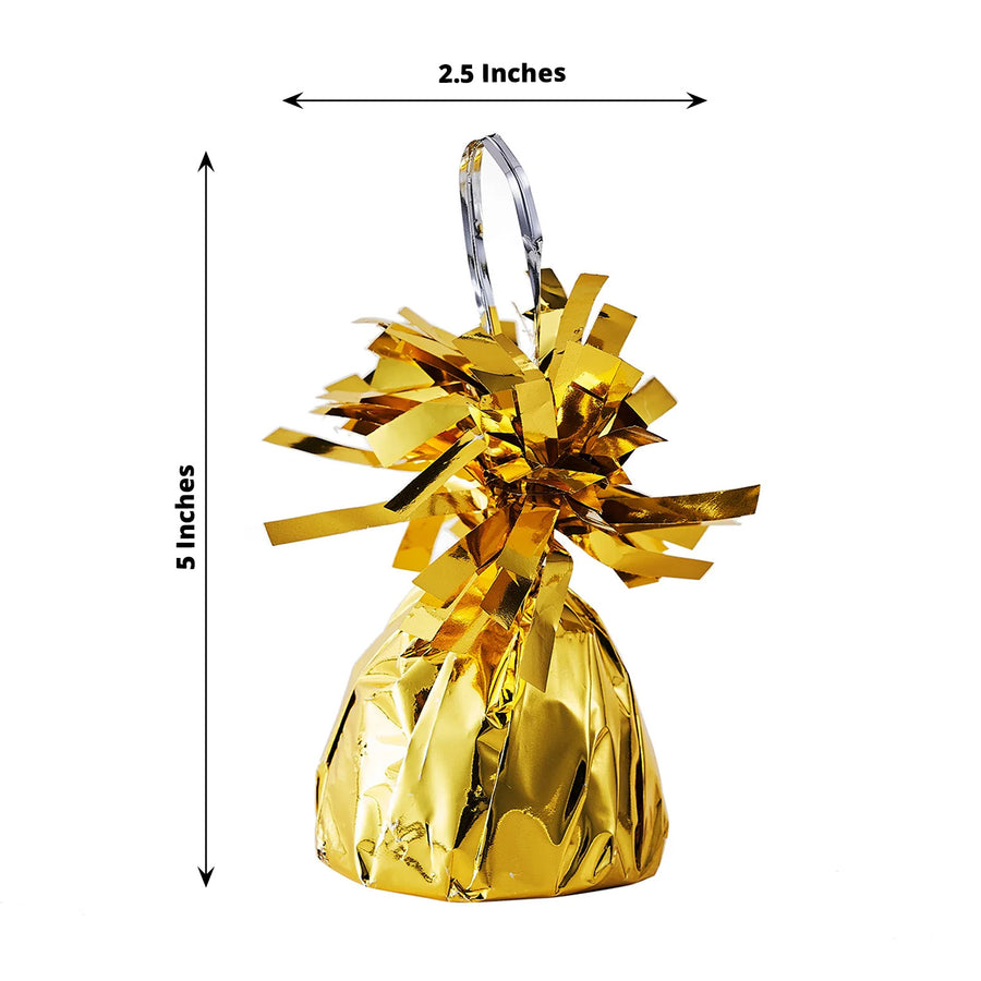 6 Pack | 5inch Metallic Gold Foil Tassel Top Party Balloon Weights, 5.5oz