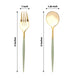 24 Pack Metallic Gold Sage Green Premium Disposable Fork Spoon Silverware Set