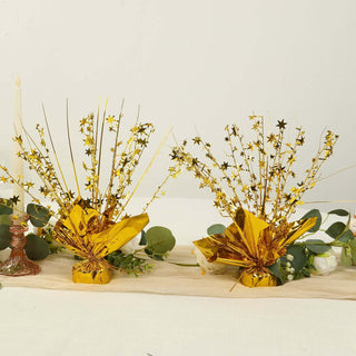 <span style="background-color:transparent;color:#111111;">Gleaming Elegance: Metallic Gold Star Foil Spray Centerpiece</span>