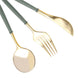 24 Pack Metallic Gold With Dusty Sage Silverware Set, 8inch Modern Premium Plastic#whtbkgd