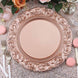 6 Pack | 14inch Metallic Rose Gold Vintage Plastic Charger Plates With Engraved Baroque Rim