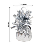 6 Pack 5inch Metallic Silver Foil Tassel Top Party Balloon Weights, 5.5oz