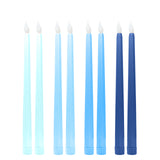 8 Pack Mixed Blue Flameless LED Taper Candles, 11inch Flickering Battery Operated Candles#whtbkgd