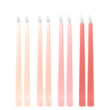 8 Pack Mixed Pink Flameless LED Taper Candles, 11inch Flickering Battery Operated Candles#whtbkgd