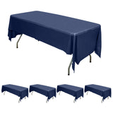 5 Pack Navy Blue Rectangle Plastic Table Covers, 54inchx108inch PVC Disposable Tablecloths