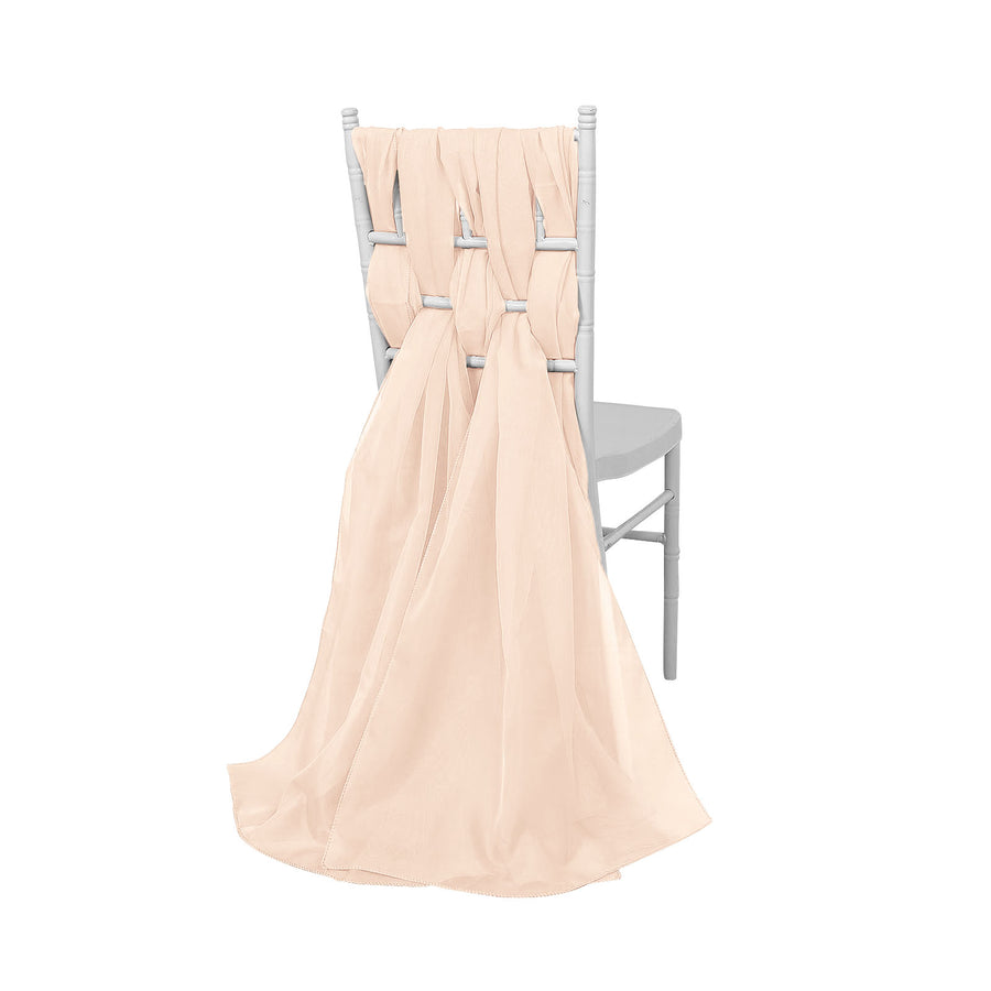 5 Pack | Nude DIY Premium Designer Chiffon Chair Sashes | 22" x 78"