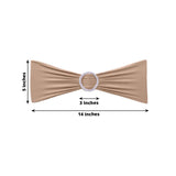 5 Pack | Nude Spandex Stretch Chair Sashes with Silver Diamond Ring Slide Buckle | 5x14inch