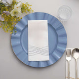 10 Pack | 11 Ocean Blue Disposable Dinner Plates With Gold Ruffled Rim, Round Plastic Party Plates