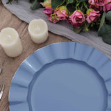 10 Pack | 11 Ocean Blue Disposable Dinner Plates With Gold Ruffled Rim, Round Plastic Party Plates